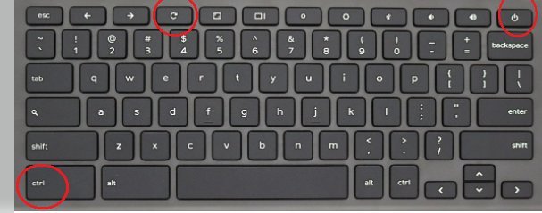 Essential tools for performing a Chromebook hardware reset laid out on a desk.