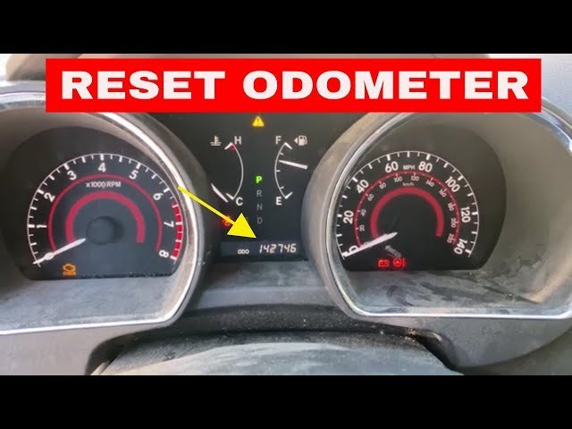 A comparison between a mechanical odometer and a modern digital gauge cluster.