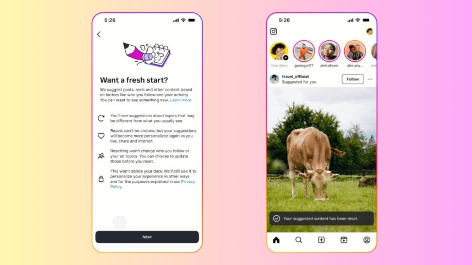 A smartphone screen showing a grid of content during an Instagram feed refresh.