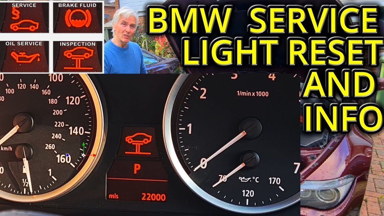 The digital display of a BMW showing a successful service reset icon.
