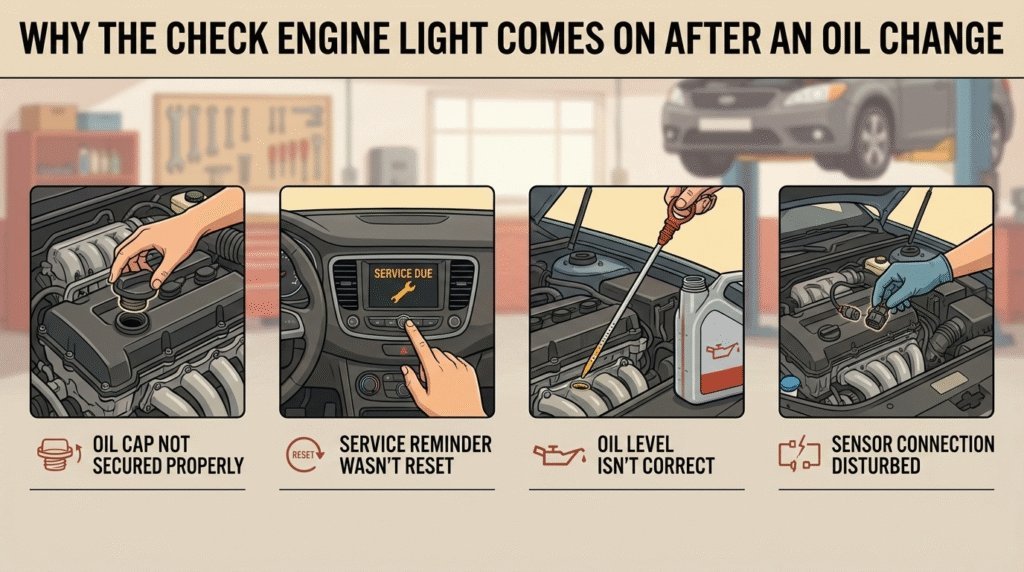 A technician using an OBD2 scanner to reset a car check engine light.