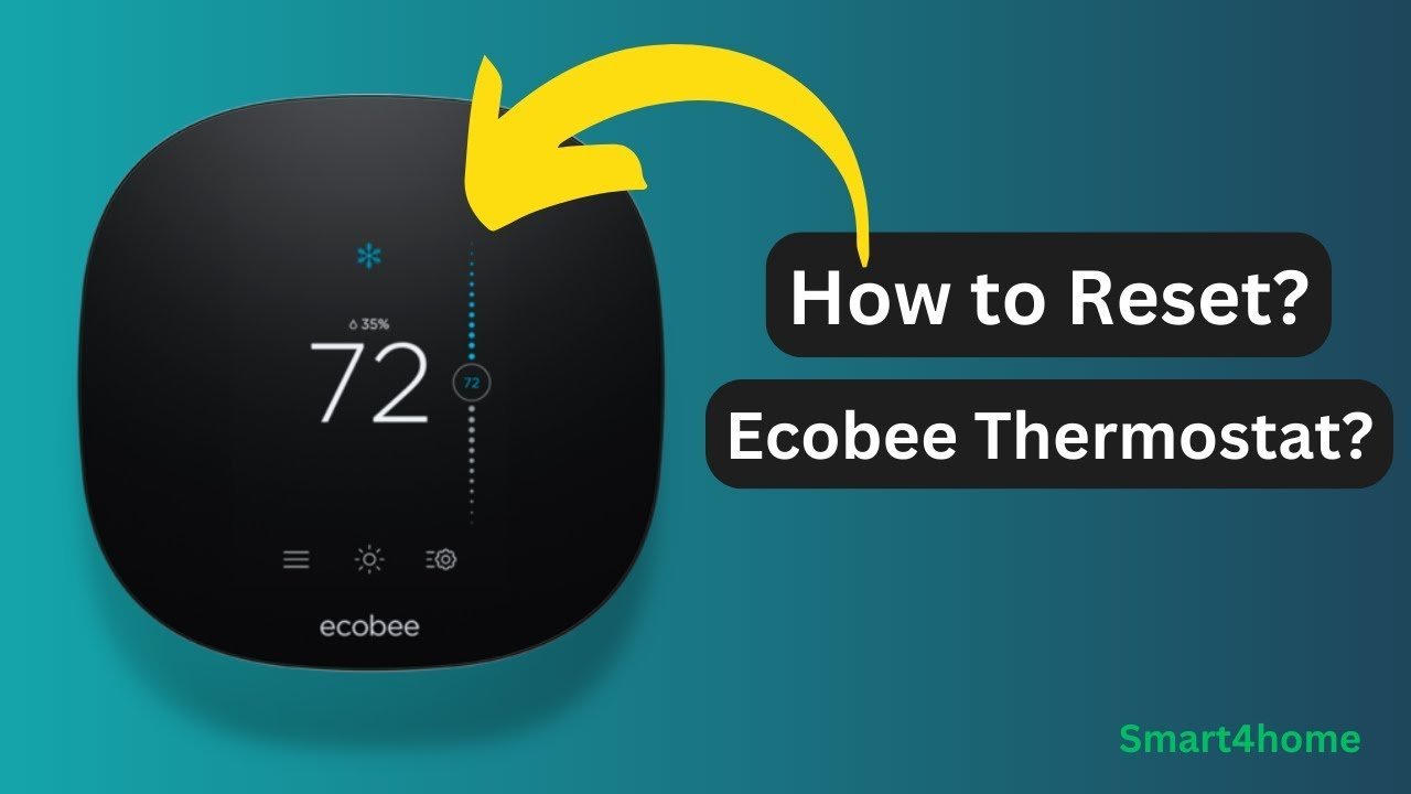 A finger selects the settings menu on an ecobee thermostat screen.