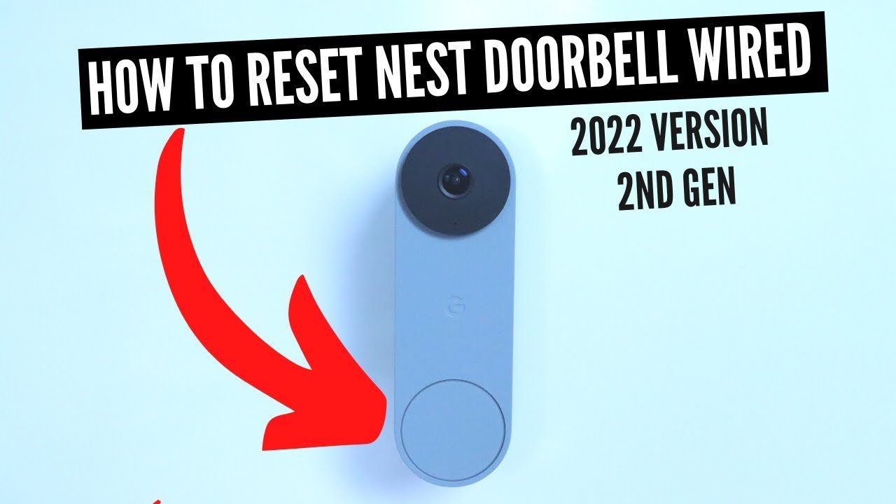 A smart doorbell with a blue LED light indicating a successful reset.