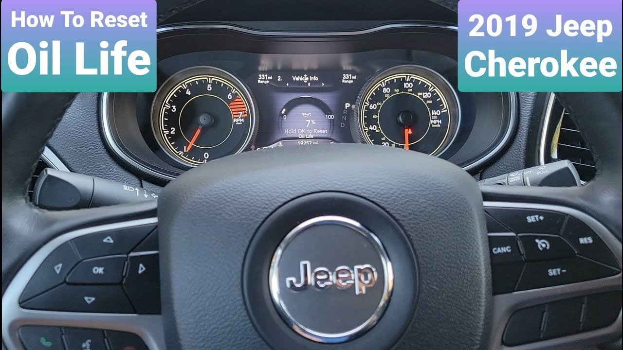 A modern Jeep Cherokee dashboard display showing vehicle information in clear, crisp detail.