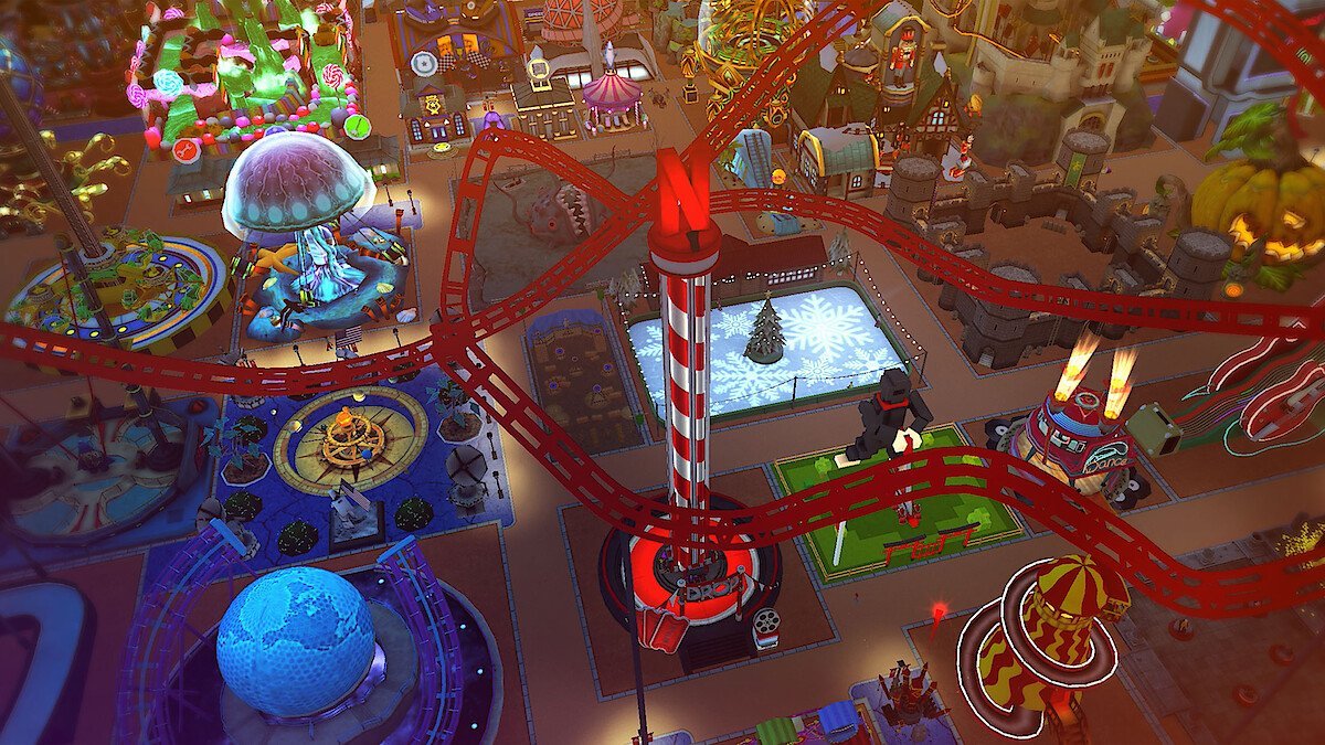 A close-up of the red reset park button within the game settings menu.