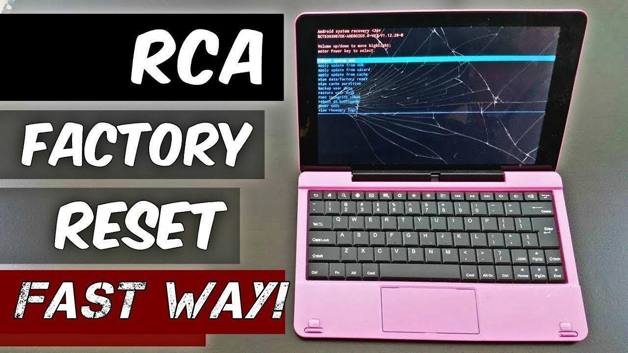 The welcome screen on an RCA tablet after a successful factory reset.