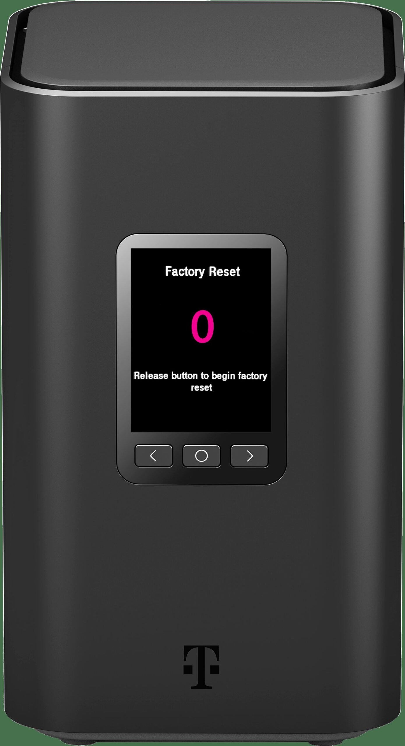 A hand selecting settings on the touchscreen of a modern home internet gateway.