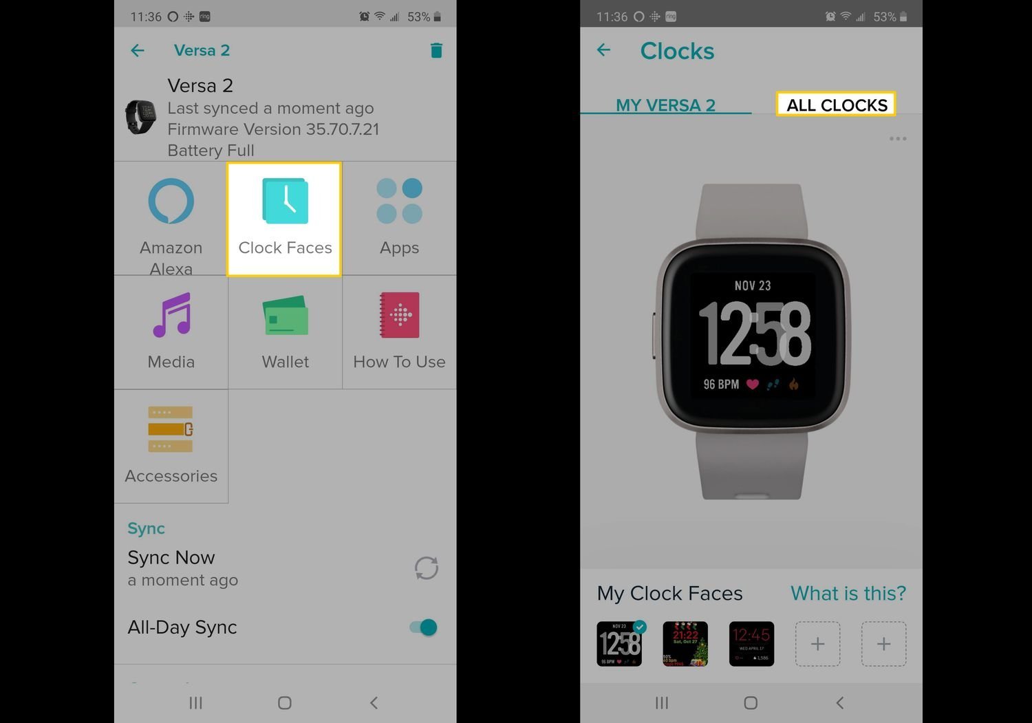 A fitness tracker charging near a smartphone to ensure a successful time sync.